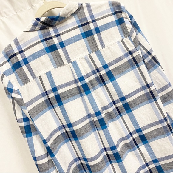 Style & Co. White & Blue Plaid Button Down Shirt - Picture 8 of 10